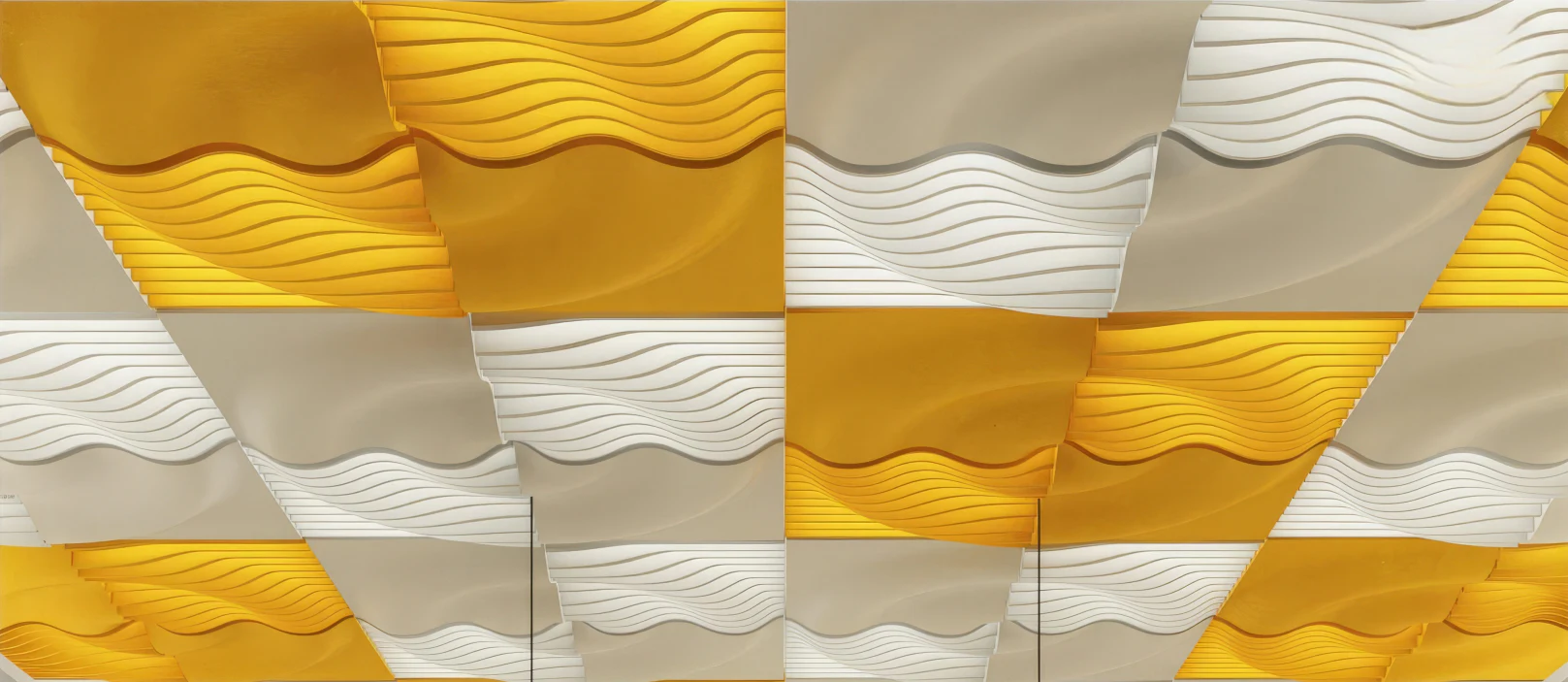 Supplier-provided visualization of yellow and white relief ceiling tiles