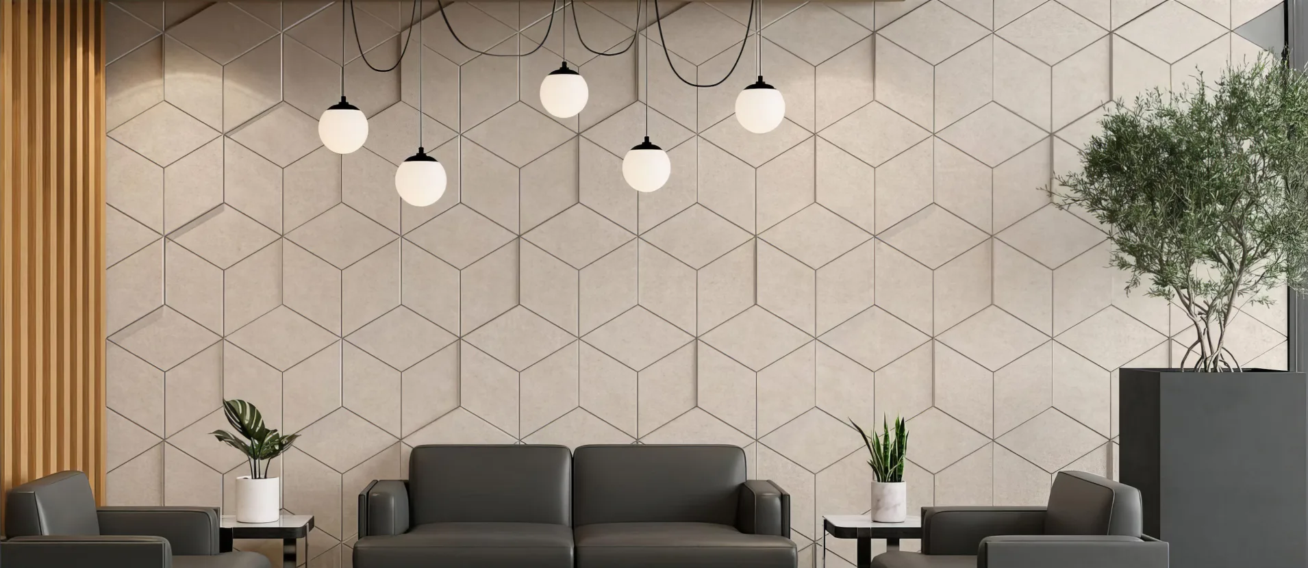 Supplier-provided visualization or product reference for Carved Geometric PET Acoustic Wall Panels