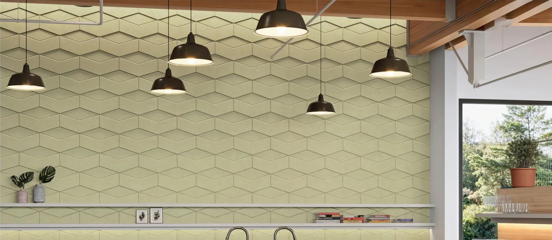 Supplier-provided visualization for Carved Geometric PET Acoustic Wall Panels