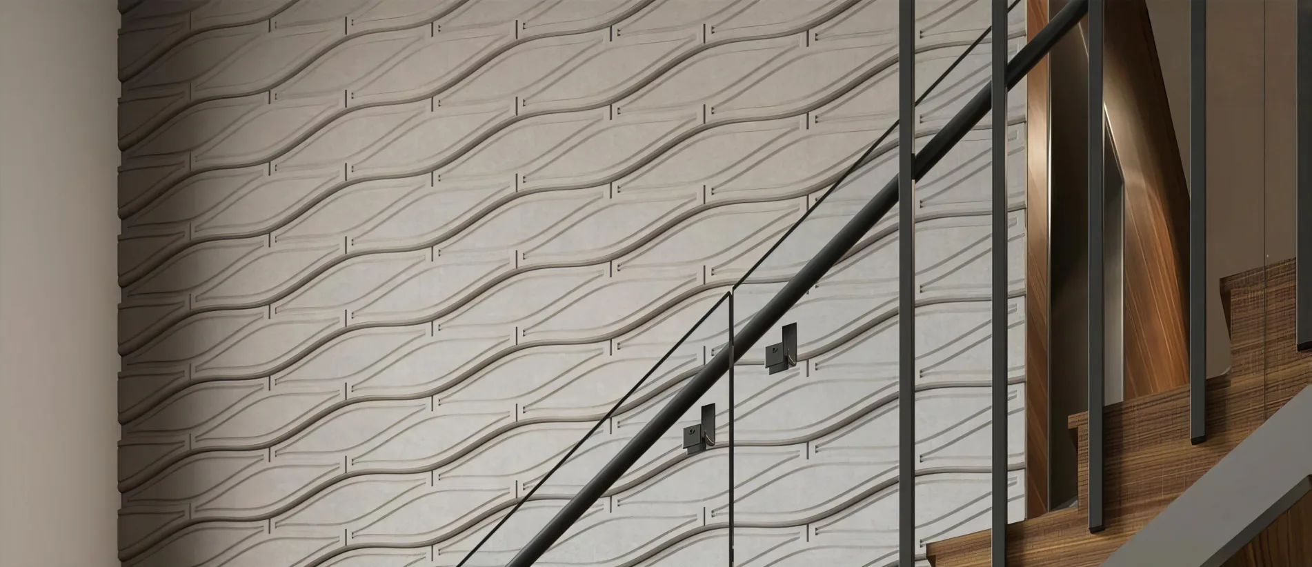Supplier-provided visualization for Carved Geometric PET Acoustic Wall Panels