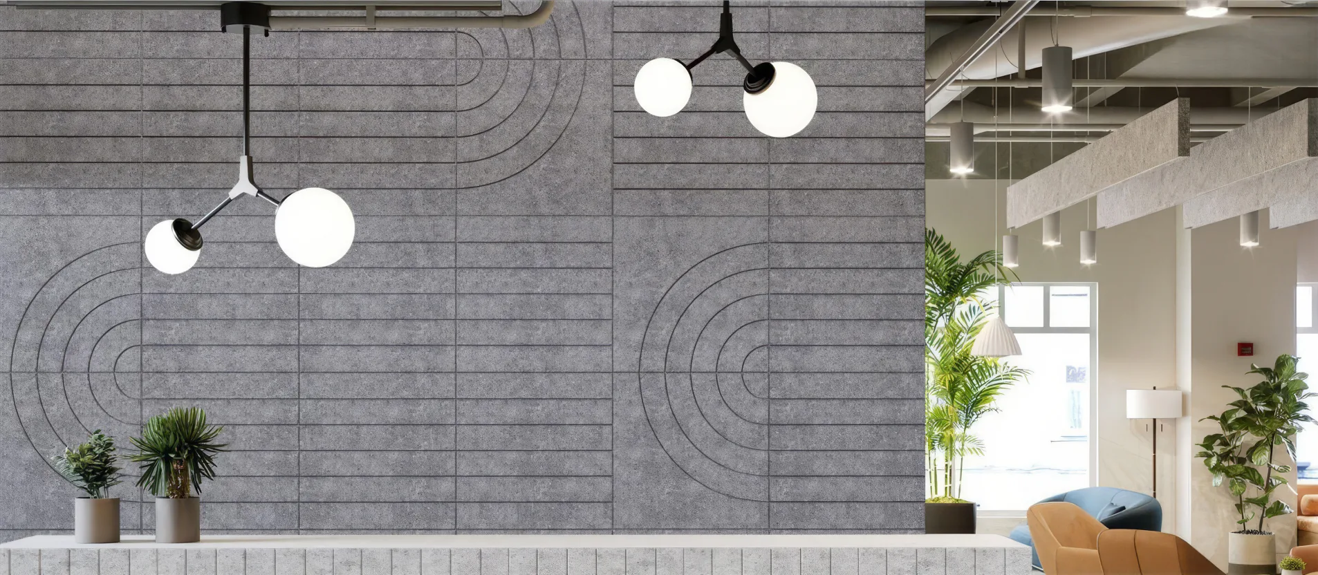 Supplier-provided visualization or product reference for Carved & Grooved PET Acoustic Wall Panels