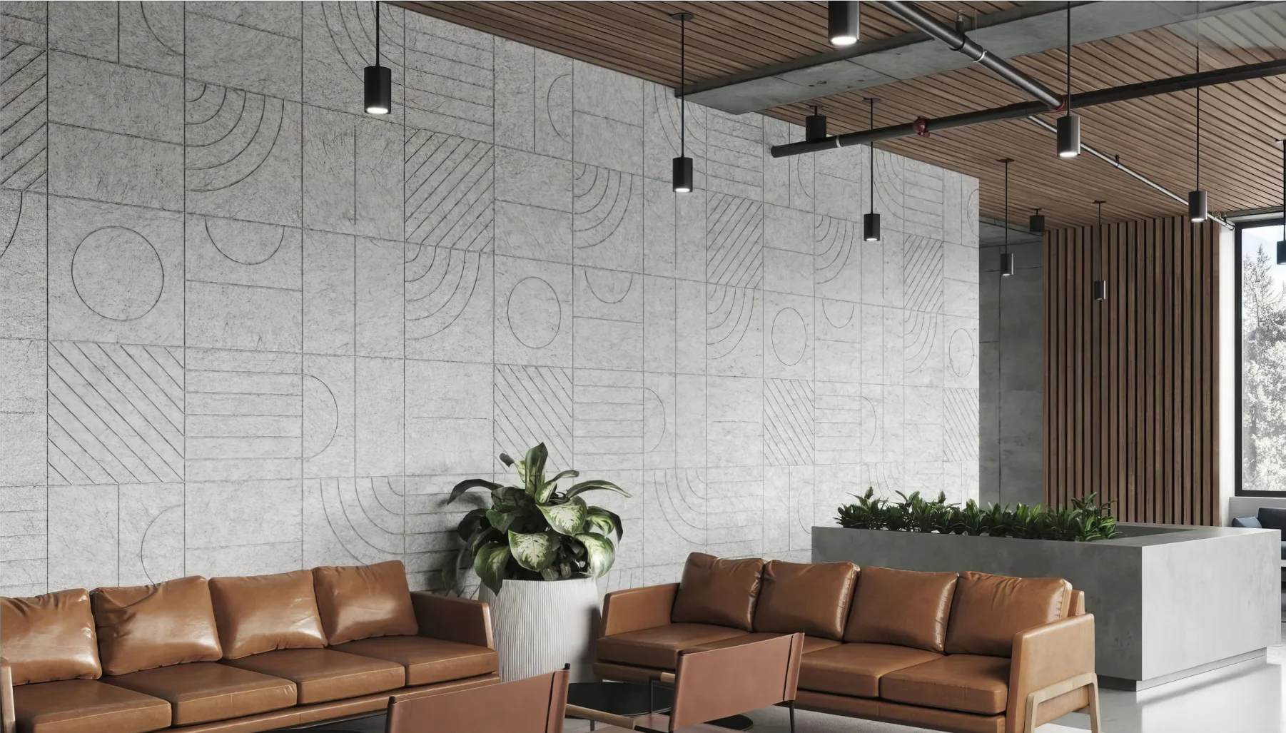 Supplier-provided visualization for Carved & Grooved PET Acoustic Wall Panels