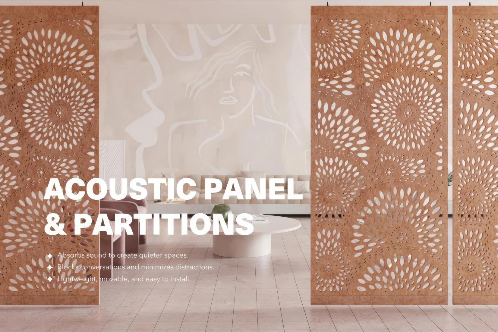 Supplier-provided visualization for Carved PET Hanging Screens