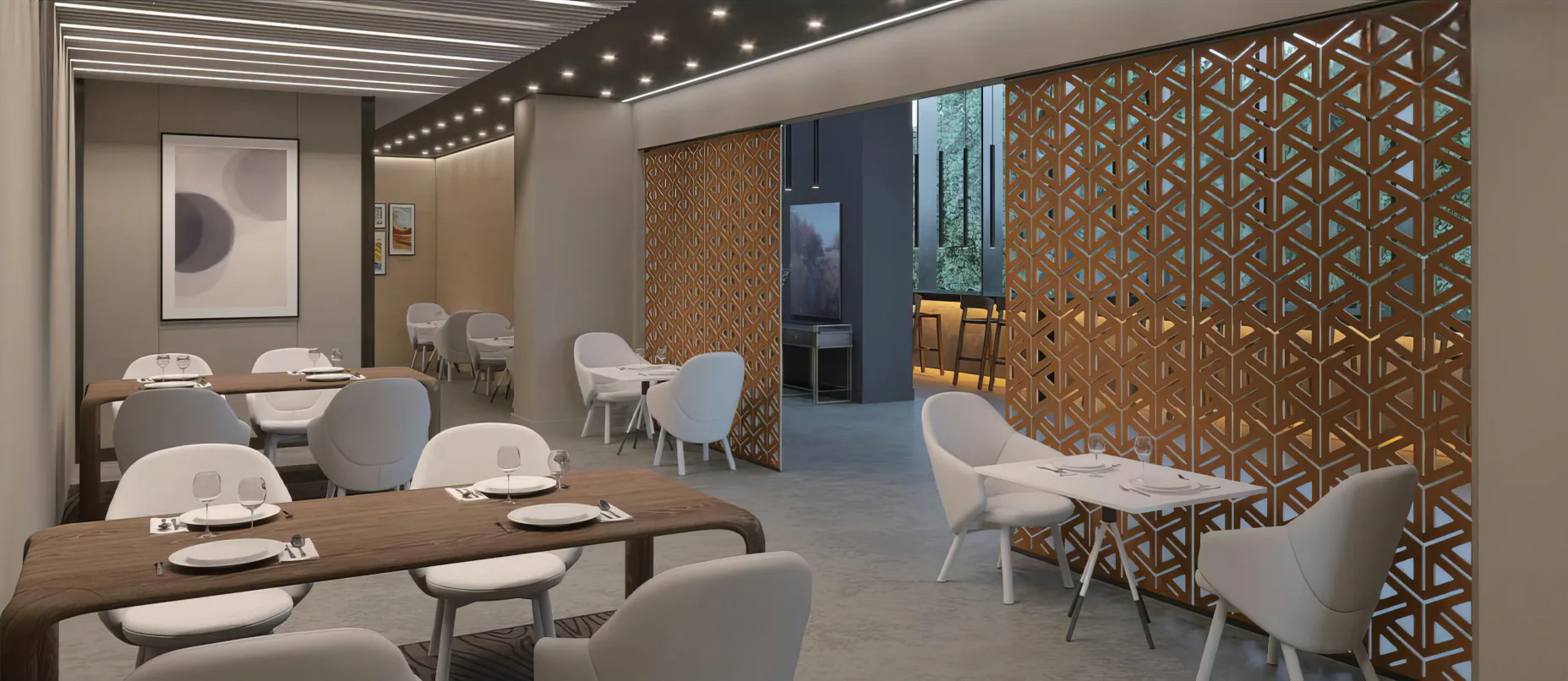 Supplier-provided visualization for Carved PET Hanging Screens