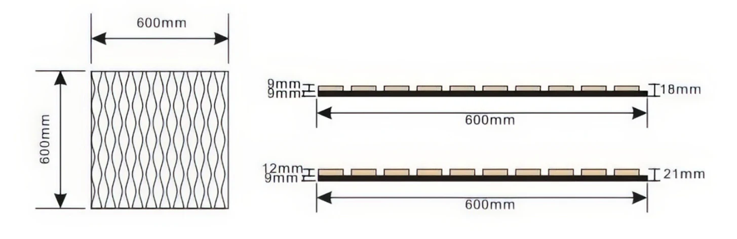 Supplier square-module size and thickness reference