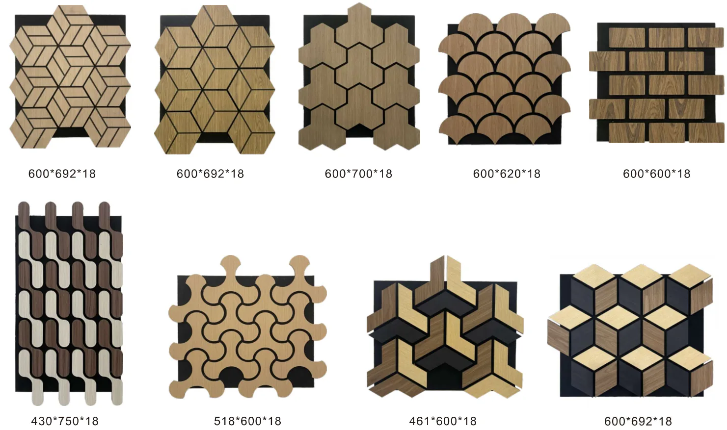 Supplier product-reference collection of geometric wall-panel directions
