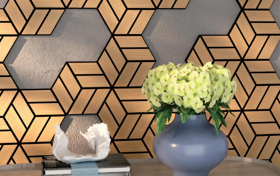 Supplier-provided product reference for Hexagonal Wood Slat Acoustic Wall Panels