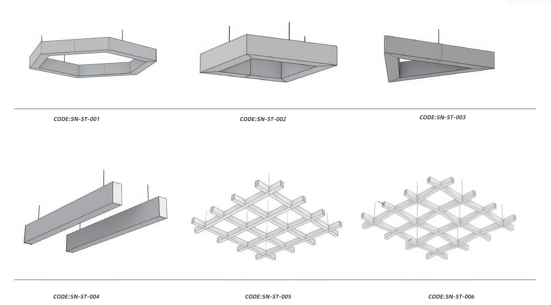 Supplier source reference showing six framed ceiling forms