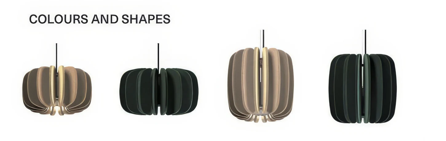 Supplier source sheet showing ribbed pendant color options