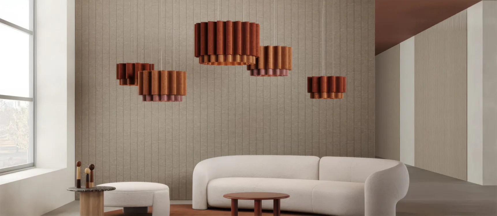 Supplier-provided visualization of warm-colored PET pendant lights