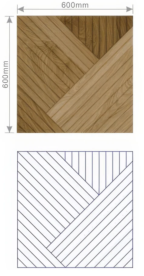 Supplier source diagram showing a diagonal carved pattern