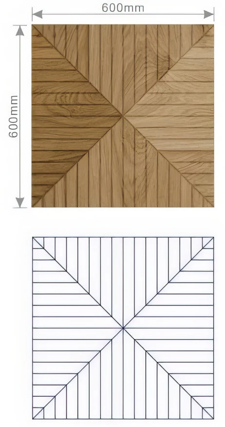 Supplier source diagram showing a radial carved pattern