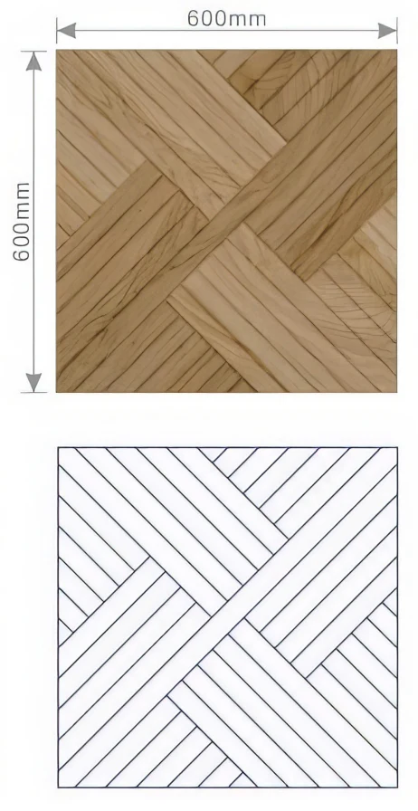 Supplier source diagram showing a woven square carved pattern