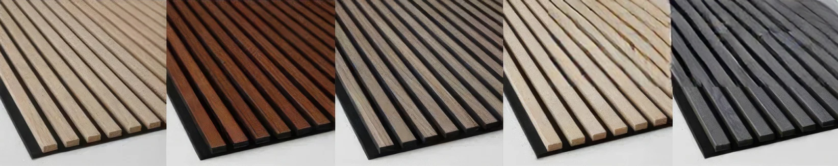 Supplier product-reference image showing wood slat finish directions