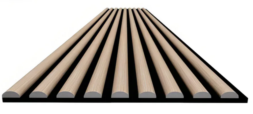 Supplier product-reference view of rounded wood slats over dark backing